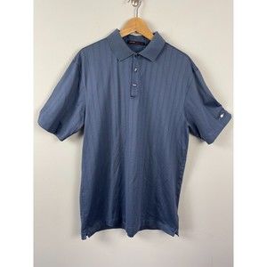 Tiger Woods Collection Nike Fit Dry Blue Check Golf Polo Shirt Men's Large